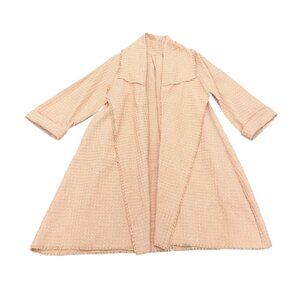 Vintage Women’s Peach Cotton Textured Robe / Duster 1970s